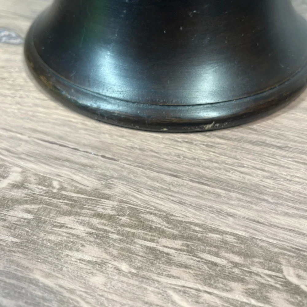Pottery Barn Turned Wood Pillar Candle Holder Set 2 10in Dark Brown Espresso